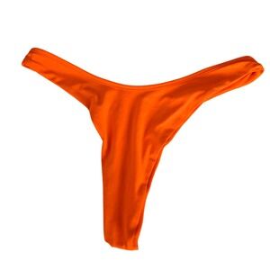 Oh Polly Swim Neon Orange High Cut Thong Bikini Bottoms Womens Size Medium Solid